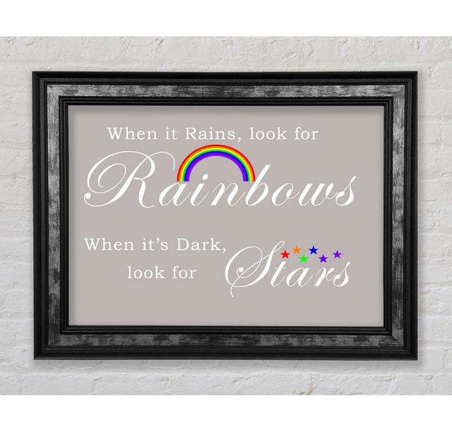 When It Rains Look For Rainbows 2 Green - Single Picture Frame Typography Bright Star Colour: White, Size: 21cm H x 42cm W x 8cm D on Productcaster.