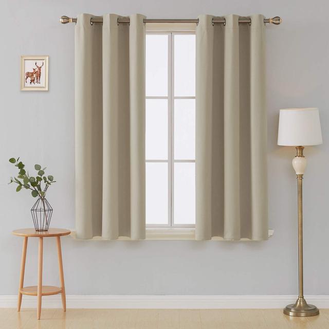 Frasco Polyester Blackout Grommet / Eyelet Curtain Pair Ebern Designs Curtain Colour: Beige, Panel Size: 167.64cm Width x 137.16cm Drop on Productcaster.