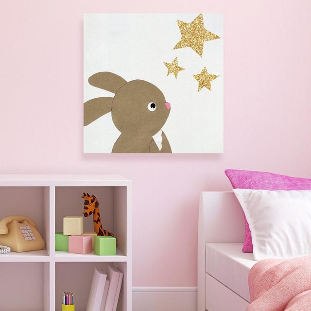 Bunny and The Stars by Olivias Easel Art Print Wrapped on Canvas East Urban Home Size: 92cm H x 92cm W on Productcaster.