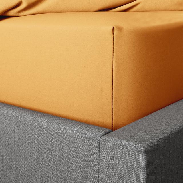 Kyonna 200 Thread Count Microfiber Brushed 25cm Fitted Sheet 17 Stories Size: King (5'), Colour: Ochre on Productcaster.