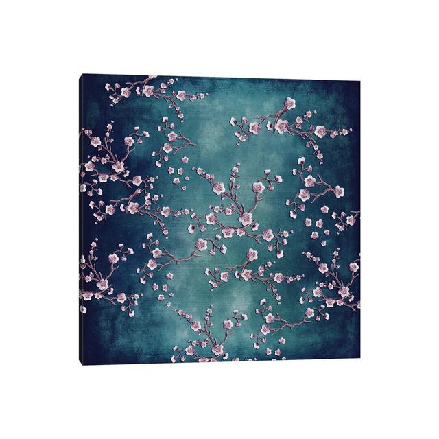 Sakura - Love Teal by Monika Strigel - Graphic Art Print on Canvas Rosalind Wheeler Size: 45.72cm H x 45.72cm W x 3.81cm D, Format: Wrapped Canvas on Productcaster.