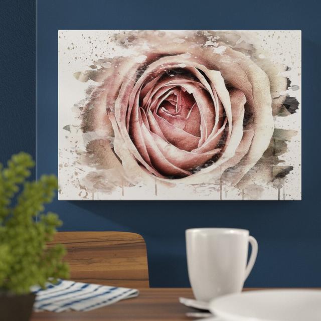 'Flower Pink Rose' Graphic Art Print Latitude Run Format: Wrapped Canvas, Size: 40cm H x 60cm W on Productcaster.