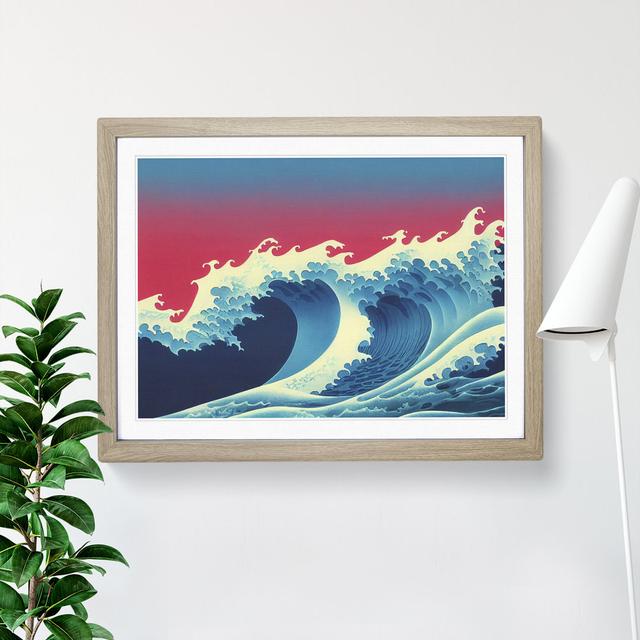 Japanese Wave Sunset Vol.2 House of Hampton Size: 25cm H x 34cm W x 2cm D, Frame Colour: Oak Framed on Productcaster.