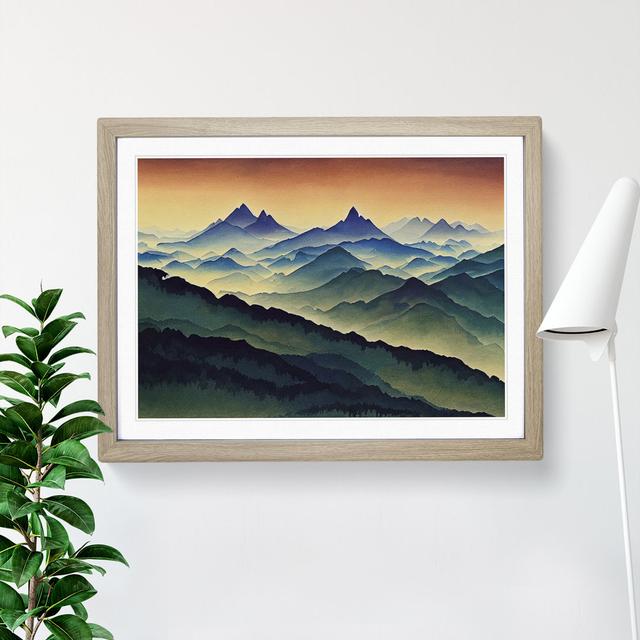 Cool Mist Mountains Vol.1 - Picture Frame Painting Alpen Home Size: 25cm H x 34cm W x 2cm D, Frame Colour: Oak on Productcaster.