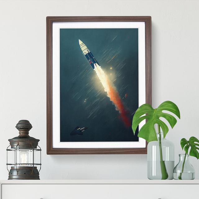 Spectacular Spaceship Rocket - Picture Frame Painting Borough Wharf Size: 34cm H x 25cm W x 2cm D, Frame Colour: Brown Framed on Productcaster.