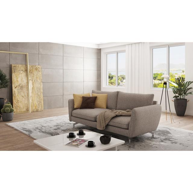 Modern Sofa 3 seater Sharece with Silver Metal Legs Zipcode Design Colour: Rabbit on Productcaster.