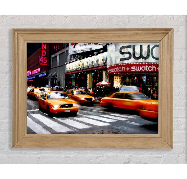 New York City 5Th Avenue Yellow Cabs Gerahmter Druck Ebern Designs Größe: 84,1 cm H x 142,2 cm B on Productcaster.