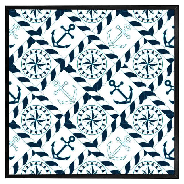 Fernley Blue Nautical Elements - Print Breakwater Bay Format: Black Framed, Size: 41cm H x 41cm W x 4cm D on Productcaster.