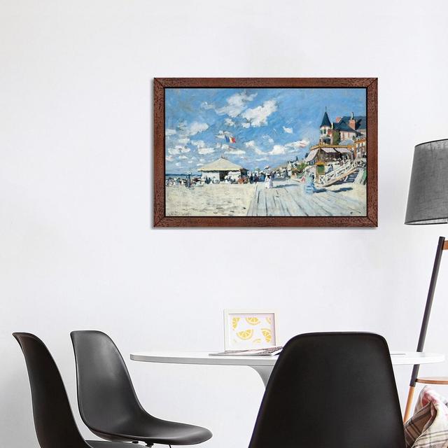 'On the Beach at Trouville, 1870' by Claude Monet - Floater Frame Painting Print on Canvas Highland Dunes Frame Option: Brown Framed, Size: 45.72cm H on Productcaster.