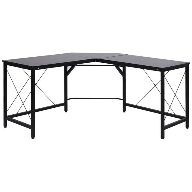 Liljana 150Cm W L-Shape Writing Desk Ebern Designs Top Colour: Grey, Frame Colour: Black on Productcaster.