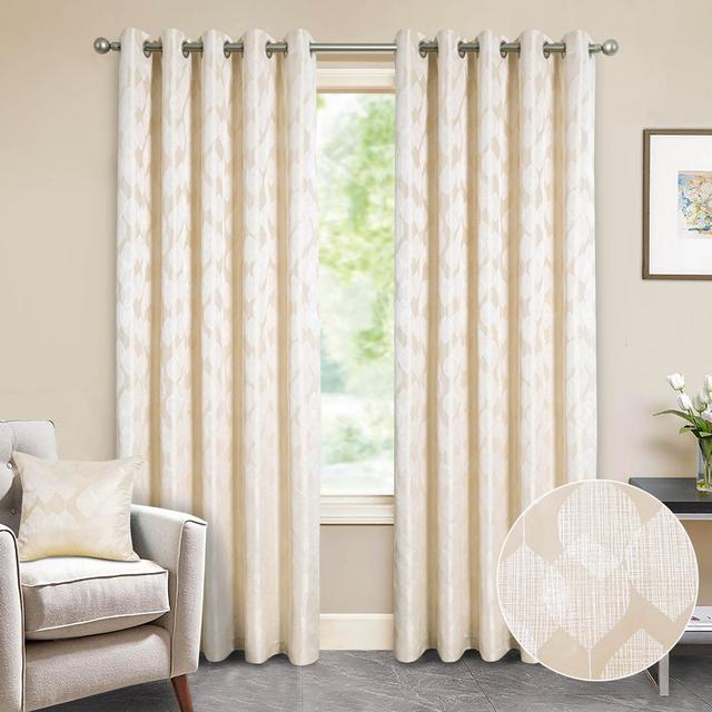 Anallese Silk Room Darkening Grommet / Eyelet CURTAINS Pair Marlow Home Co. Panel Size: 229cm Width x 274cm Drop, Curtain Colour: Cream on Productcaster.