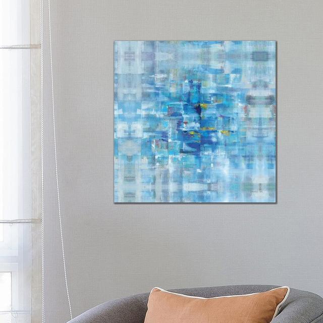 Abstract Squares Blue by Danhui Nai - Wrapped Canvas Painting Metro Lane Size: 66.04cm H x 66.04cm W x 3.81cm D on Productcaster.