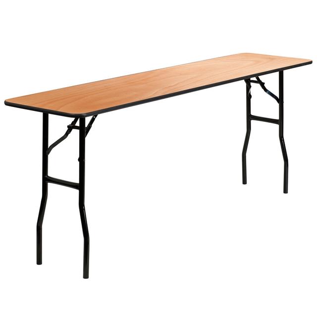 Rectangular Wood Folding Training / Seminar Table with Smooth Clear Coated Finished Top Blue Elephant on Productcaster.