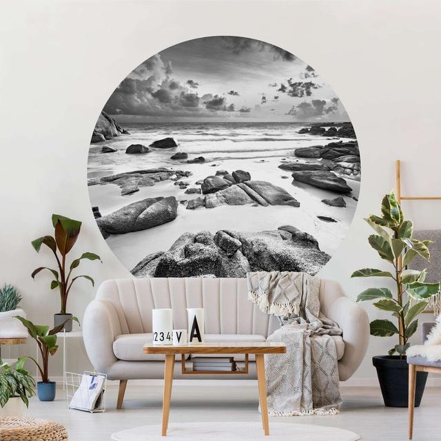 Dickson Matte Peel & Stick Mural Highland Dunes Size: 200cm L x 200cm W, Colour: Black/White on Productcaster.