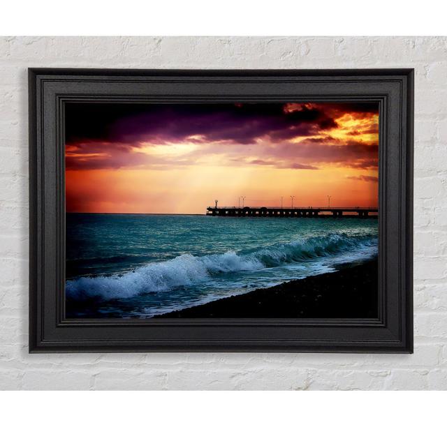 Ocean Waves At Daybreak Framed Print Highland Dunes Size: 84.1cm H x 142.2cm W x 8cm D on Productcaster.