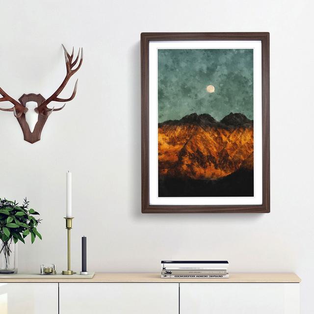 Moon over the Mountains in Italy - Picture Frame Painting Print East Urban Home Frame Option: Walnut Framed, Size: 63cm H x 45cm W x 2cm D on Productcaster.