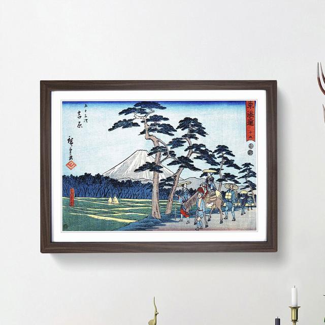 Riding Past Mount Fuji by Utagawa Hiroshige - Picture Frame Painting Print East Urban Home Size: 48cm H x 65cm W x 2cm D, Frame Option: Walnut Framed on Productcaster.