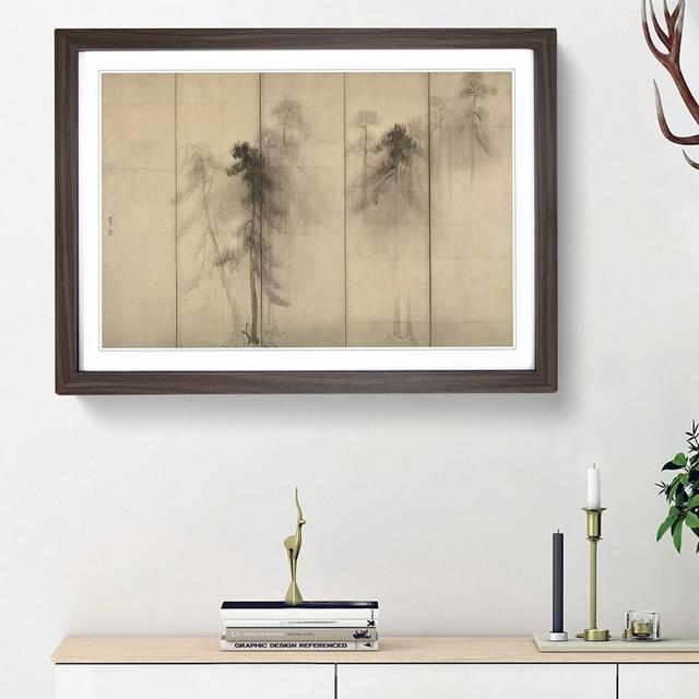 Pine Trees by Hasegawa Tohaku - Picture Frame Painting Print East Urban Home Size: 48cm H x 65cm W x 2cm D, Frame Option: Walnut Framed on Productcaster.