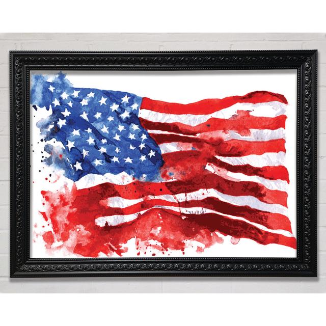 The Ink Splatter American Flag - Einzelner Bilderrahmen Kunstdrucke Williston Forge Größe: 21 cm H x 29,7 cm B x 3 cm T on Productcaster.