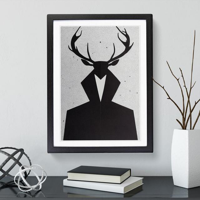 Male Stag No.2 Abstract - Single Picture Frame Painting Metro Lane Size: 46cm H x 34cm W x 2cm D, Frame Colour: Black on Productcaster.