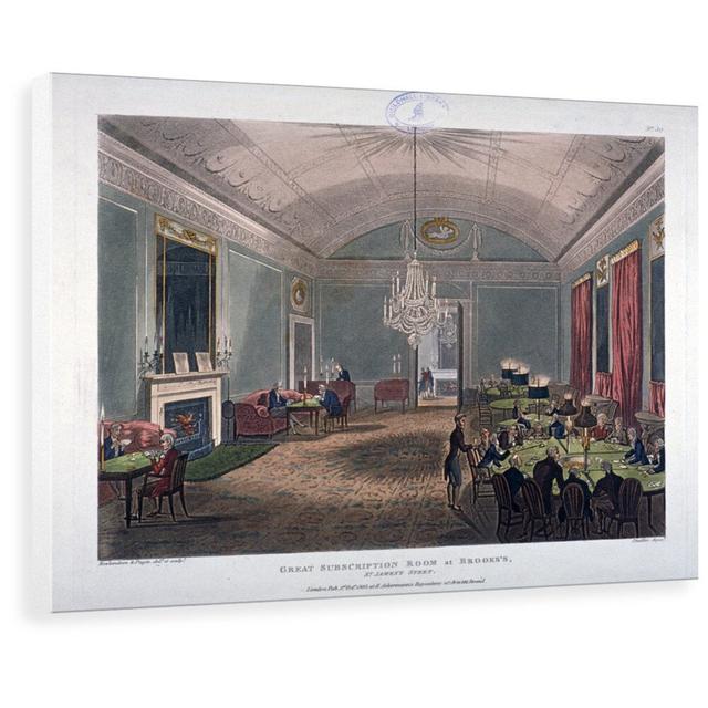 'The Great Subscription Room, Interior of the Brooks's Club, St James's Street, London' Painting East Urban Home Size: 47.6 cm H x 60 cm W x 3.8 cm D, on Productcaster.