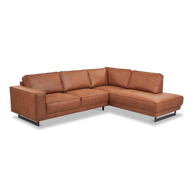 Ramaz 4-Sitzer Sofa mit offener Ecke 17 Stories Ausrichtung: Rechts ausgerichtet, Polsterfarbe: Braun on Productcaster.