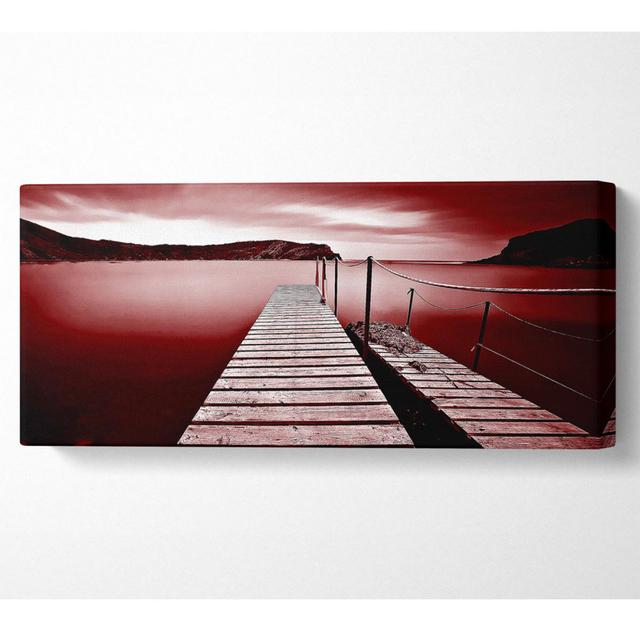 Red Abstract Pier Panoramic Canvas Highland Dunes Size: 40.6cm H x 101.6cm W 10cm D on Productcaster.