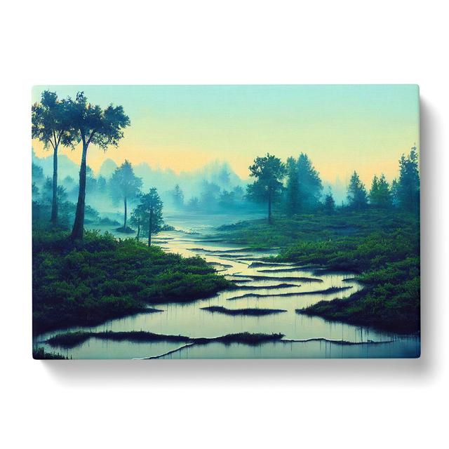 Elegant Pond - Wrapped Canvas Graphic Art ClassicLiving Size: 50cm H x 76cm W x 3cm D on Productcaster.