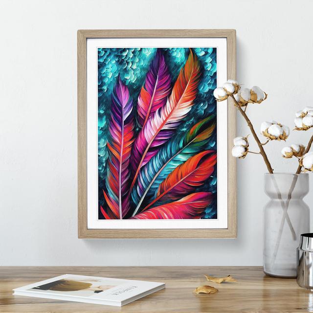 Beautiful Feathers No.5 - Picture Frame Graphic Art World Menagerie Frame Colour: Oak Framed, Size: 46cm H x 34cm W x 2cm D on Productcaster.