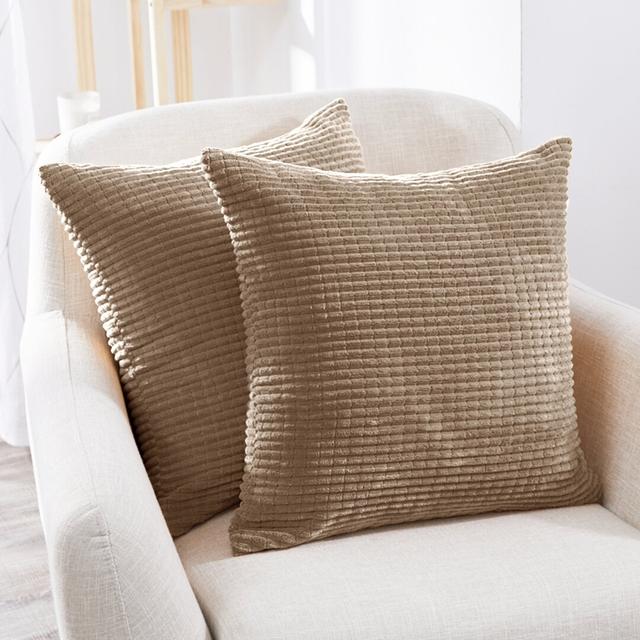 Kenley Square Throw Pillow Cover (Set of 2) Hashtag Home Colour: Taupe, Size: 66cm H x 66cm W x 1cm D on Productcaster.