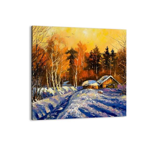 Leinwandbild - Grafikdruck „Winter Impression in the Sun” Union Rustic Größe: 60 cm H x 60 cm B x 1,8 cm T on Productcaster.