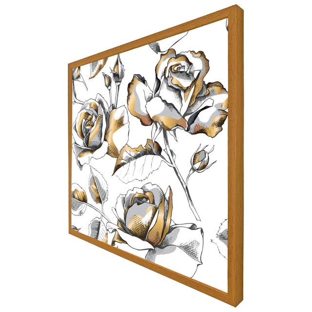 Garberville Golden Roses - Single Picture Frame Art Prints ClassicLiving Format: Oak Framed, Size: 76cm H x 76cm W x 4cm D on Productcaster.