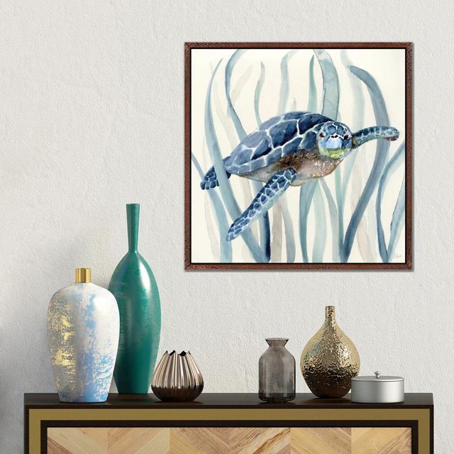 'Fish in Seagrass I' Painting on Canvas House of Hampton Size: 45.72cm H x 45.72cm W x 3.81cm D, Format: Classic Wood Framed on Productcaster.