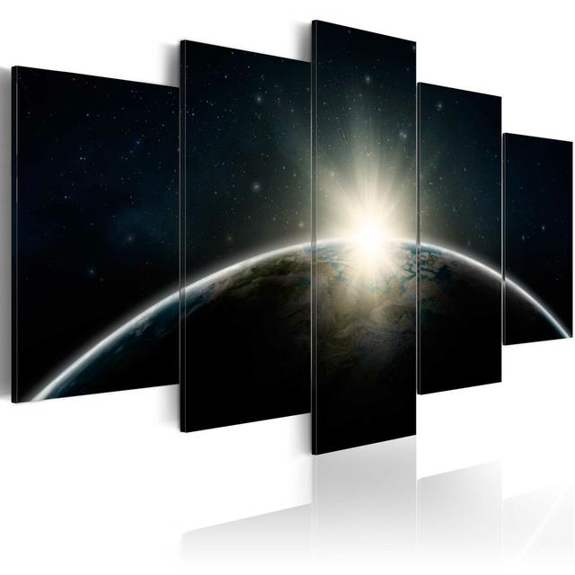 'Blue Planet Earth' Graphic Art Print Multi-Piece Image on Canvas East Urban Home Size: 100 cm x 50 cm on Productcaster.