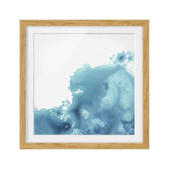 0-0-94/*Picture With Frame - Wave Watercolor Turquoise II - Square 1:1 Highland Dunes Size: 30cm H x 30cm W x 2cm D, Frame Option: Brown Framed on Productcaster.