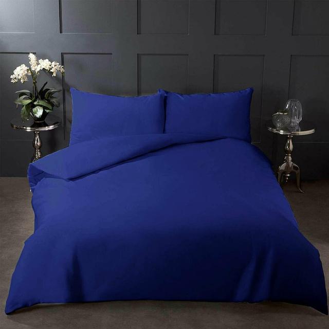 Esthermae Hypoallergenic 180 TC Reversible Modern & Contemporary Duvet Cover Set 17 Stories Colour: Navy, Size: Single - 1 Standard Pillowcase on Productcaster.