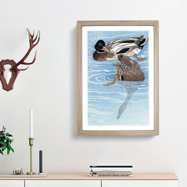 Ducks in the Water by Ohara Koson - Picture Frame Painting Print East Urban Home Frame Option: Oak Framed, Size: 65cm H x 48cm W x 2cm D on Productcaster.