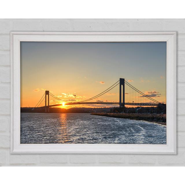 Overlooking The Bridge Above The Sea Framed Print Highland Dunes Format: White Framed Paper, Size: 84.1cm H x 118.9cm W x 1.5cm D on Productcaster.