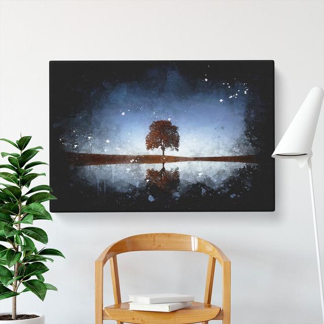 Tree at Dusk Vol.3 Paint Splash - Wrapped Canvas Graphic Art East Urban Home Size: 40cm H x 60cm W x 3cm D on Productcaster.