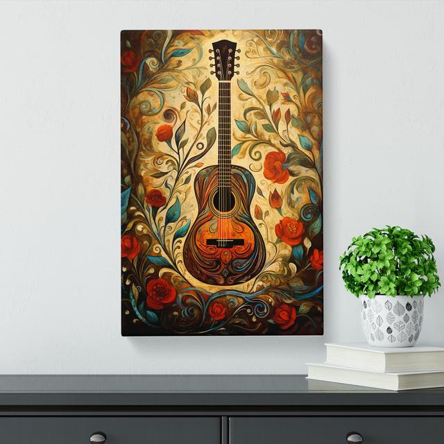 Acoustic Guitar Symbolism - Print on Canvas Marlow Home Co. Size: 76cm H x 50cm W x 3cm D on Productcaster.