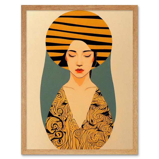 Retro Woman Midcentury Bohemian Art Nouveau - Print Wee Blue Coo Format: Light Brown Framed Paper, Size: 25.9cm H x 20.6cm W on Productcaster.