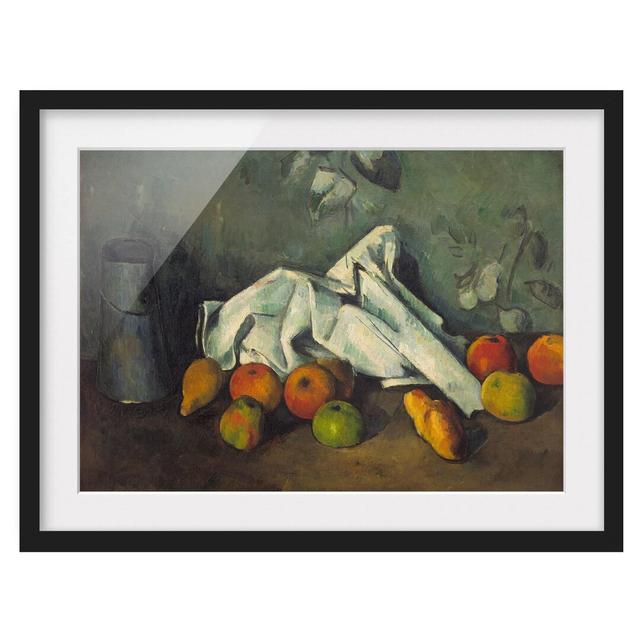 Milk Can and Apples by Paul Cézanne - Picture Frame Art Print on Paper East Urban Home Rahmenoptionen: Matt black, Size: 40cm H x 55cm W on Productcaster.