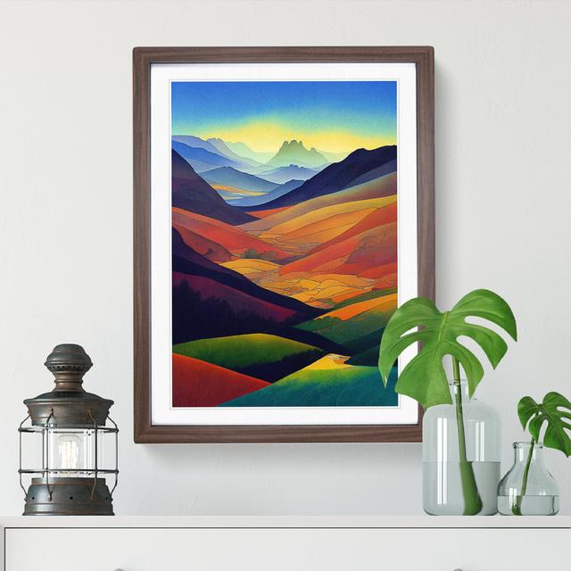 Meadow Landscape Watercolour No.4 - Picture Frame Painting Alpen Home Size: 34cm H x 25cm W x 2cm D, Frame Colour: Walnut on Productcaster.