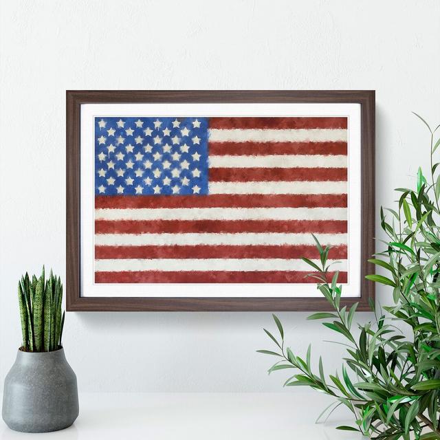 Painted American Flag - Picture Frame Graphic Art Print East Urban Home Format: Walnut, Size: 62cm H x 87cm W x 2cm D on Productcaster.