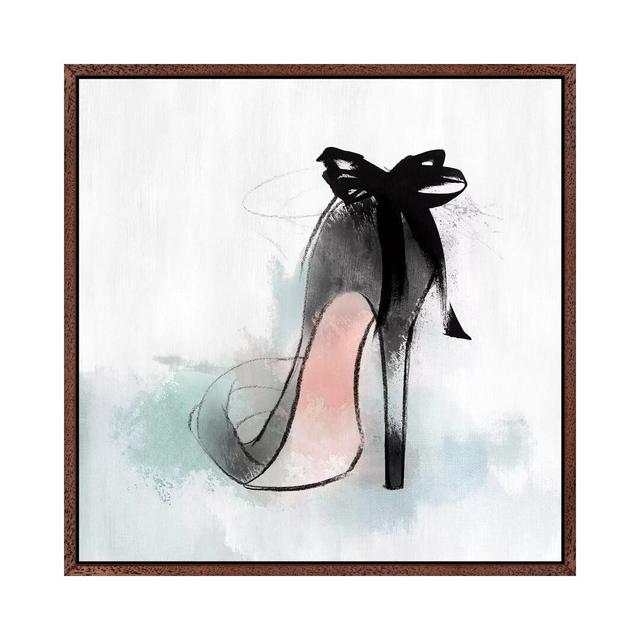 Ribbon Heel by Isabelle Z - Print on Canvas Ebern Designs Size: 66.04cm H x 66.04cm W x 3.81cm D, Format: Classic Brown Wood Framed on Productcaster.