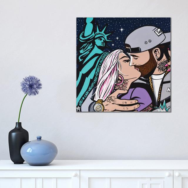 Midnight Ferry Love by Hybrid Life Art - Wrapped Canvas Print ClassicLiving Size: 45.72cm H x 45.72cm W x 3.81cm D on Productcaster.