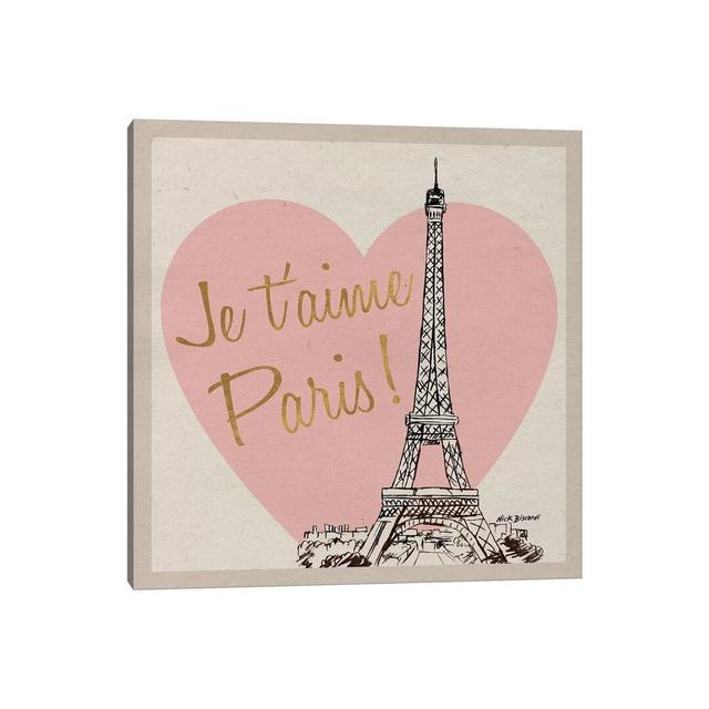 Je T Aime Paris! by Nicholas Biscardi - Wrapped Canvas Art Prints Lily Manor Size: 45.72cm H x 45.72cm W x 1.91cm D on Productcaster.