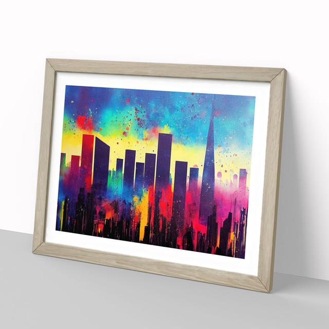 Vibrant London Skyline Vol.1 Abstract - Picture Frame Painting 17 Stories Size: 34cm H x 46cm W x 2cm D, Frame Colour: Oak on Productcaster.