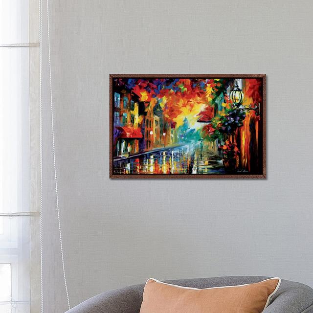 Misty City Mood by Leonid Afremov - Painting Print on Canvas 17 Stories Size: 45.72cm H x 66.04cm W x 3.81cm D, Format: Classic Brown Wood Framed Canv on Productcaster.