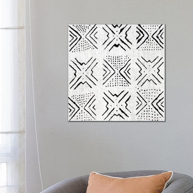 Mudcloth White Geometric Design IV by Ellie Roberts - Wrapped Canvas Painting Natur Pur Size: 66.04cm H x 66.04cm W x 1.91cm D on Productcaster.